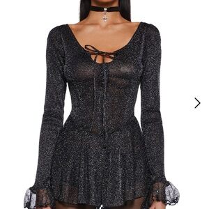 Black Glitter Long Sleeve Dress